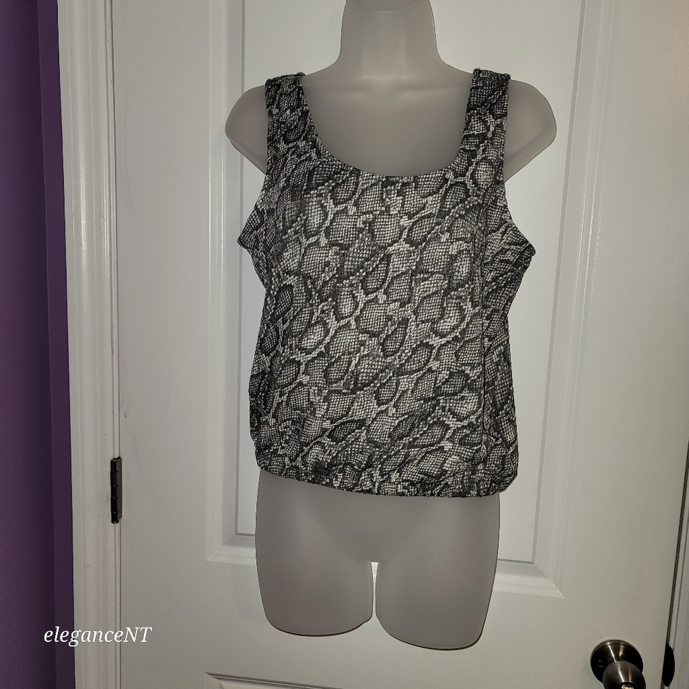 Bar III Monochrome Snake Print Sleeveless Top :Sz S & Wide Leg Trouser Set Sz: M - Picture 6 of 13